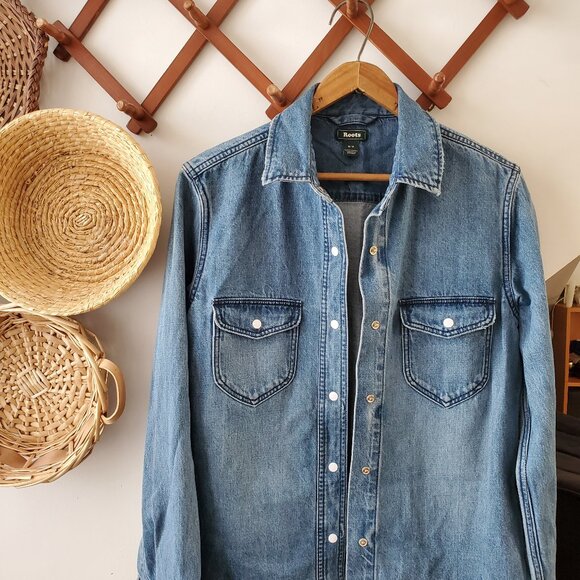 Roots Tops - Roots Denim Button-Up Jacket/Shirt-Size Small